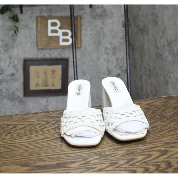 Steve Madden Womens Mania Heeled Sandal Block MANI13S1 White 7.5M - Picture 3 of 13